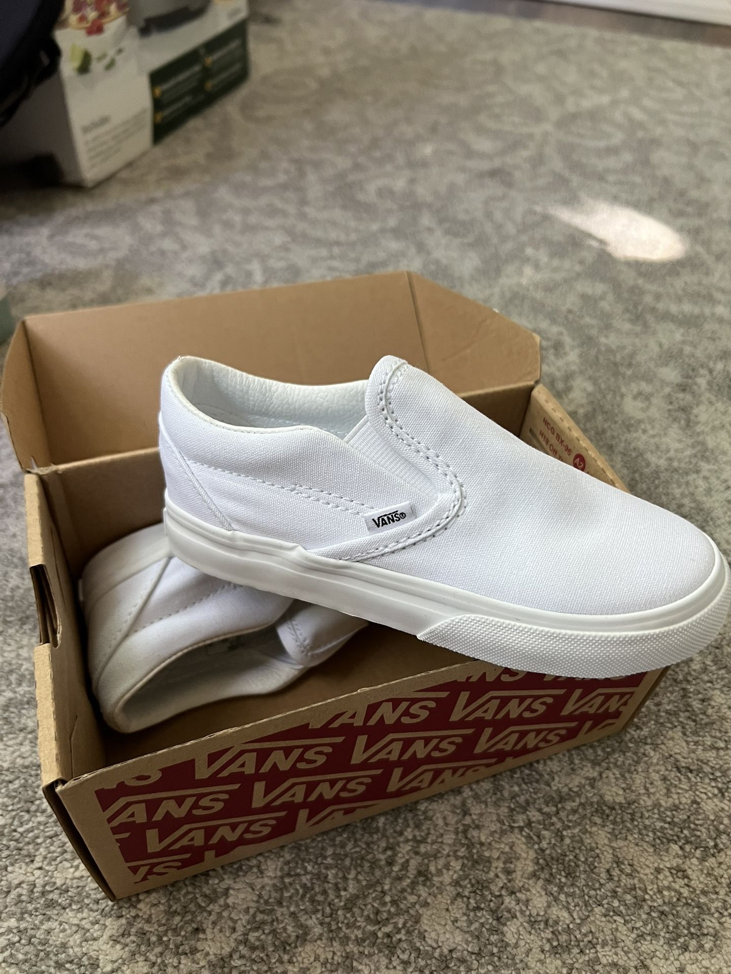 Kids White Vans Size 10