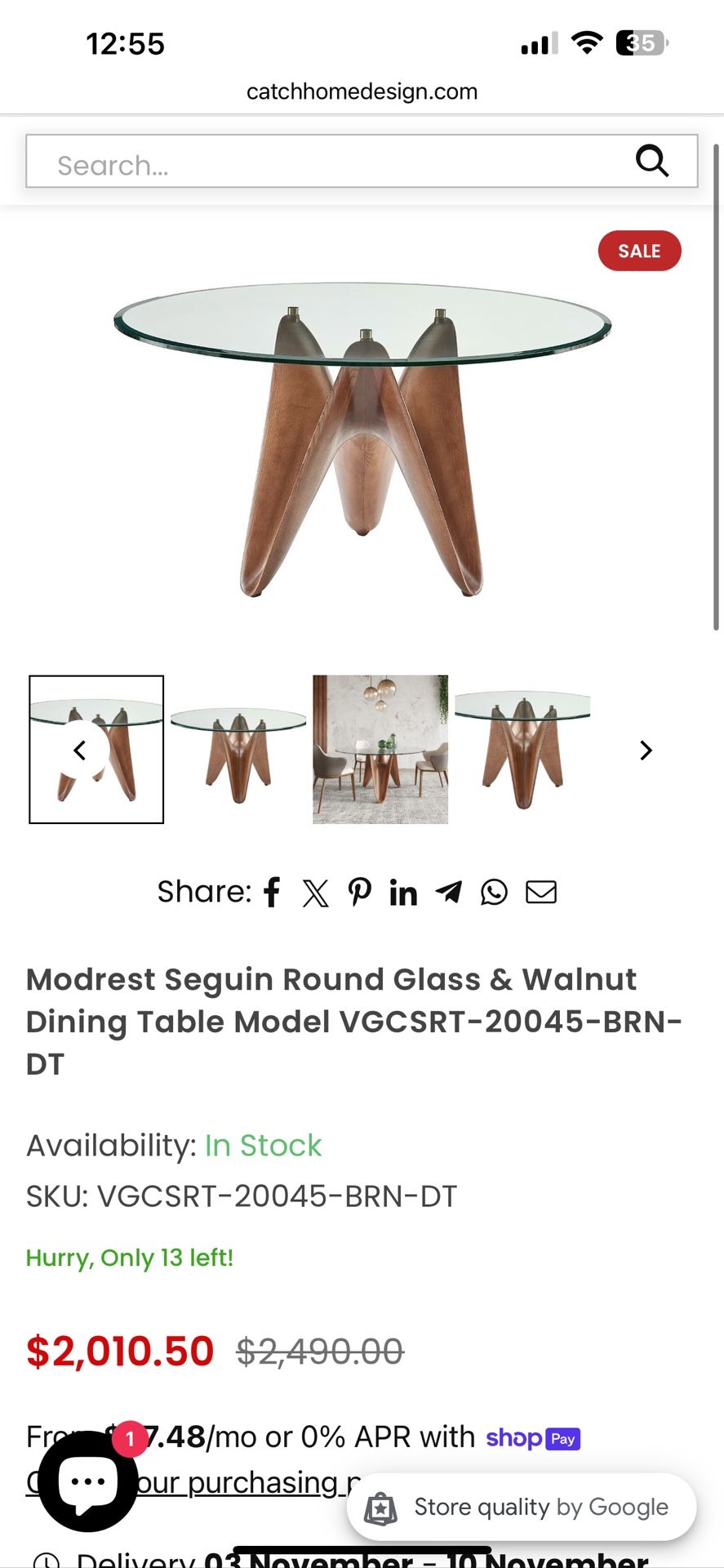 Seguin - Round Glass + Walnut Dining Table