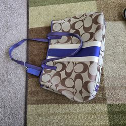 Purple and Tan/Brown Coach Bag  
