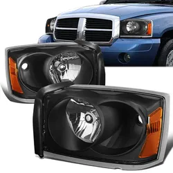 LA Zona Auto Parts 05 06 And 07 Dodge Dakota Headlights Luces Micas Calaveras Faros Focos Luz Light Black