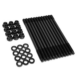 Chromoly 12-Point Cylinder Head Studs Nuts Set, black