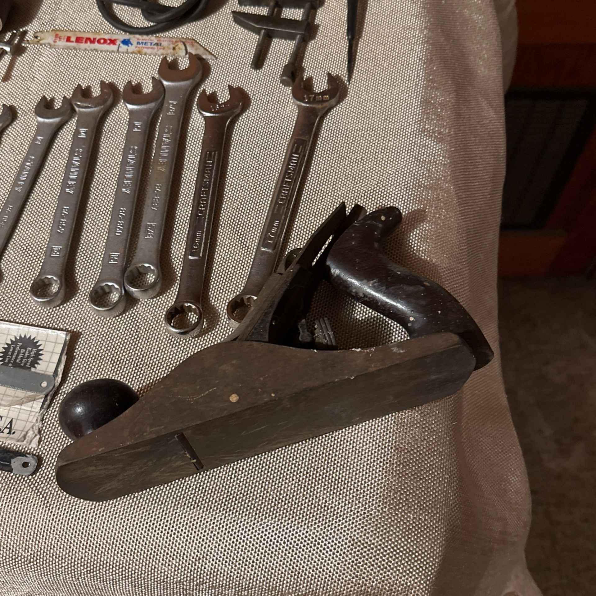 Miscellaneous tools, planer clamps, wrenches, saws, testers