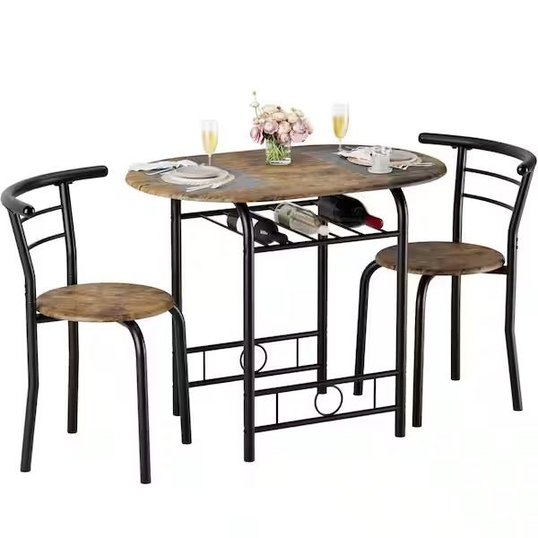 Creaser 3-Piece Walnut Color Dining Table Set brand new in box $65 G78