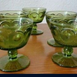 Green vintage Indiana glass. Dessert glasses.