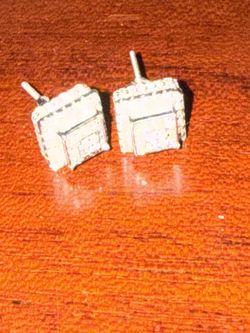 Silver Diamond Screw Back Earrings