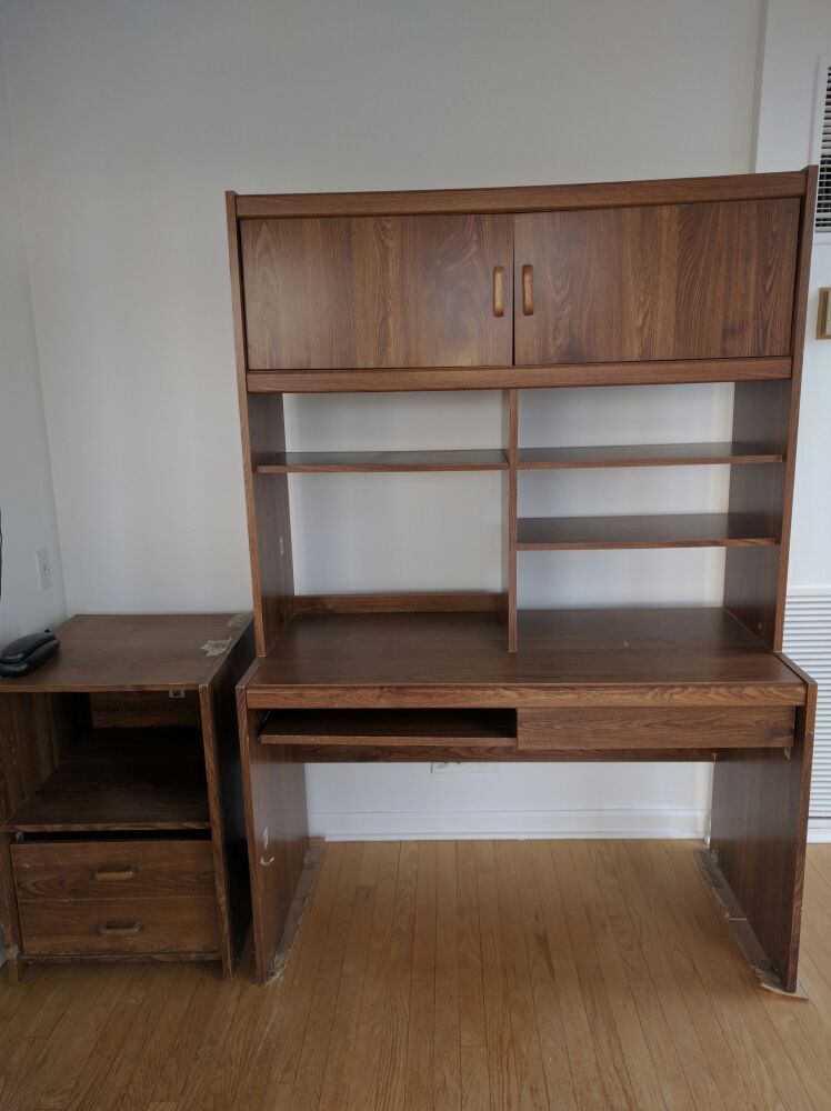 Office desk with removable hutch and printer desk