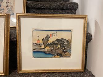 Framed Japanese Woodblock Print Gold Frame