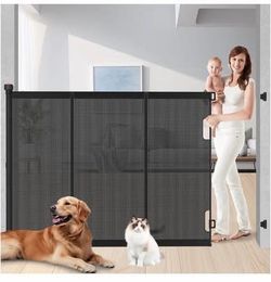 Pawtners Extra Tall Retractable Baby Gates, 51" H X 71" W, Black