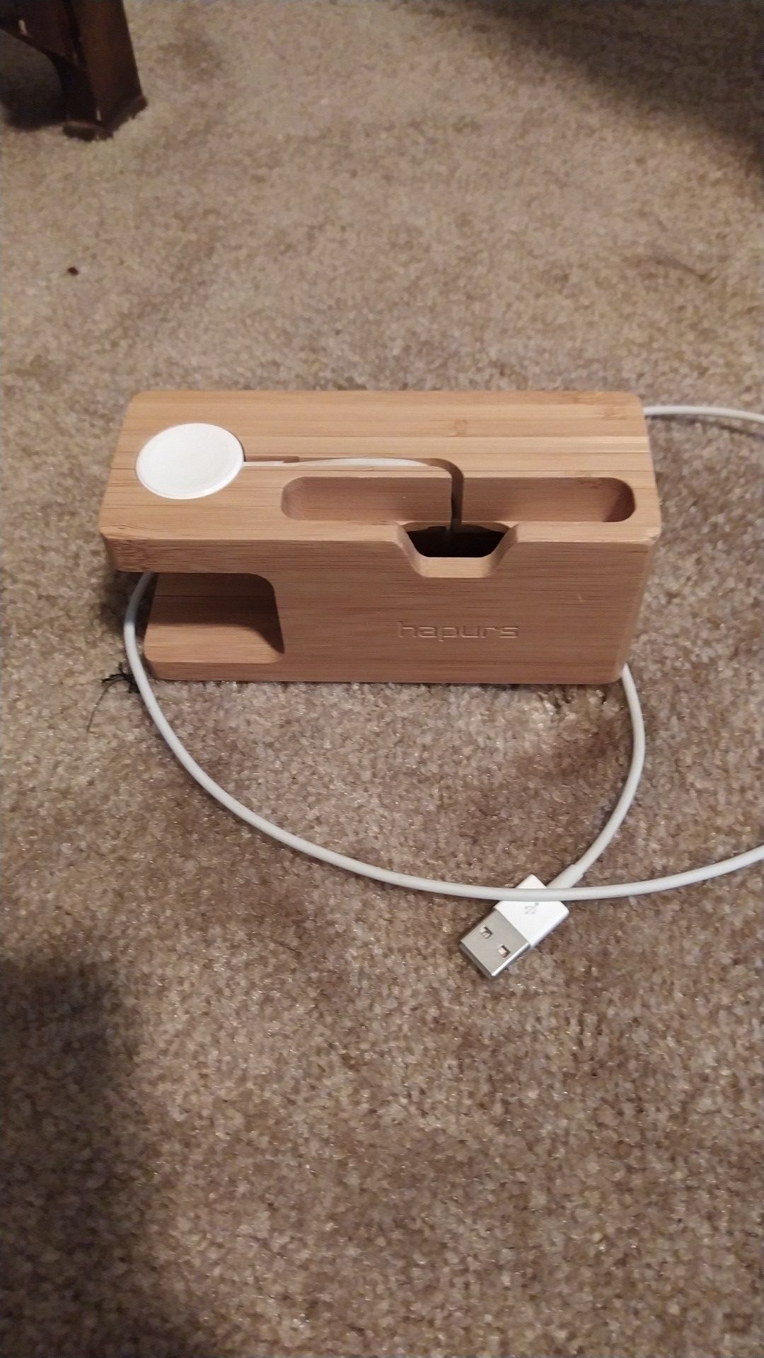 Apple watch charger with wood stand