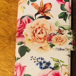 iPhone X Pretty Floral Phone Wallet Case with Arm Strap