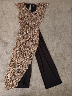 Desert Casual Women’s Leopard Animal Print Sleeveless Jumpsuit One-Piece M