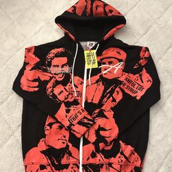 Assali x Awful Lotta Cough Syrup Zip-Up Hoodie – Size Medium – Red/Black 