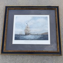 Vintage Frame Nautical Art Engraving Print