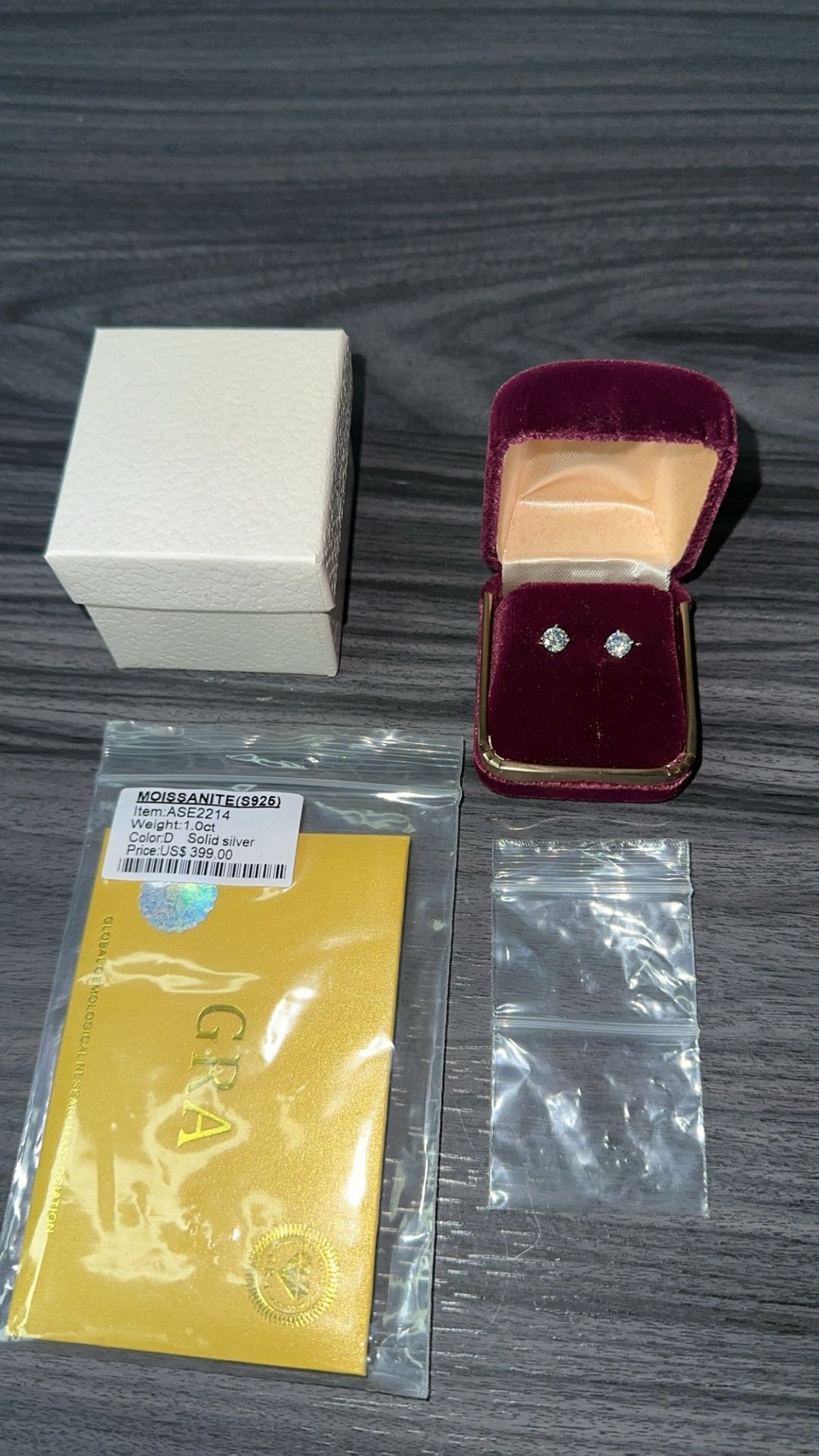 Moissanite 1CT Earings 925 Sterling Silver