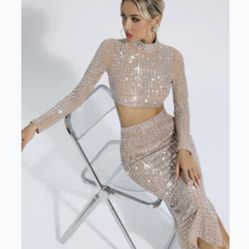 ✨ NEW w/ Tags – Dayana Khaki Diamond 2-Piece Set (Small) ✨