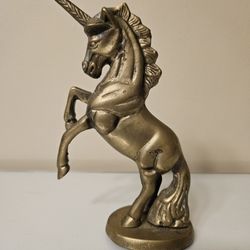 Brass Unicorn Statue / Brass Figurine 7"H