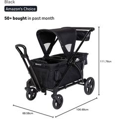 Baby Trend Expedition 2-in-1 Stroller Wagon Plus, Ultra Black