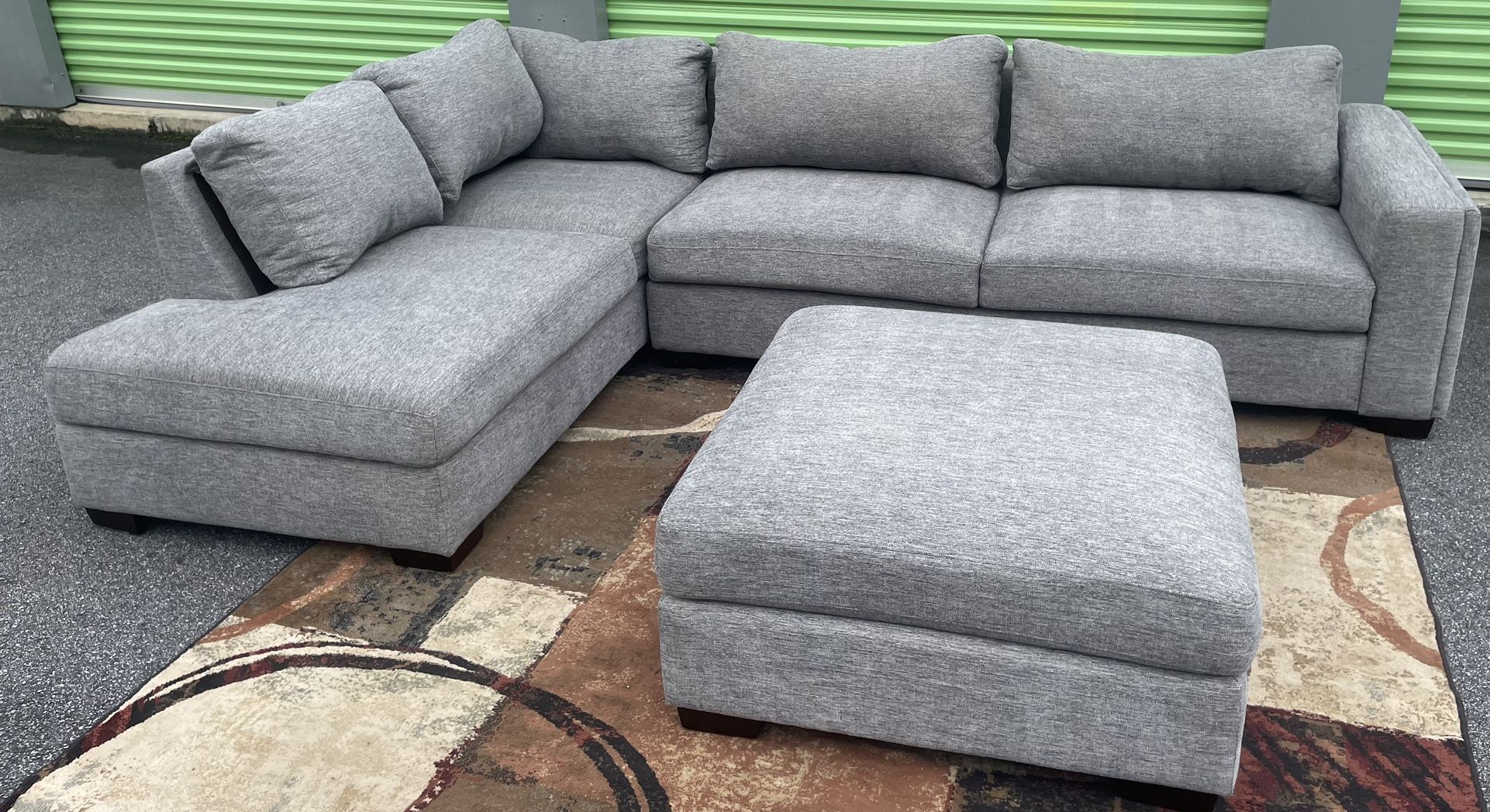 Gray 2pc Sectional And Ottoman