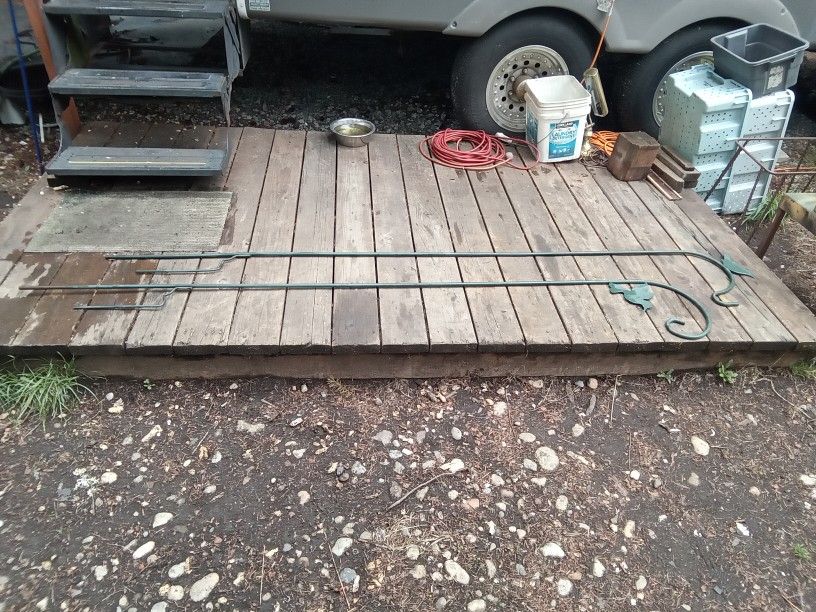 2 Heavy Duty Steel 7'Tall Garden Hangers, Great Condition. $20.00.