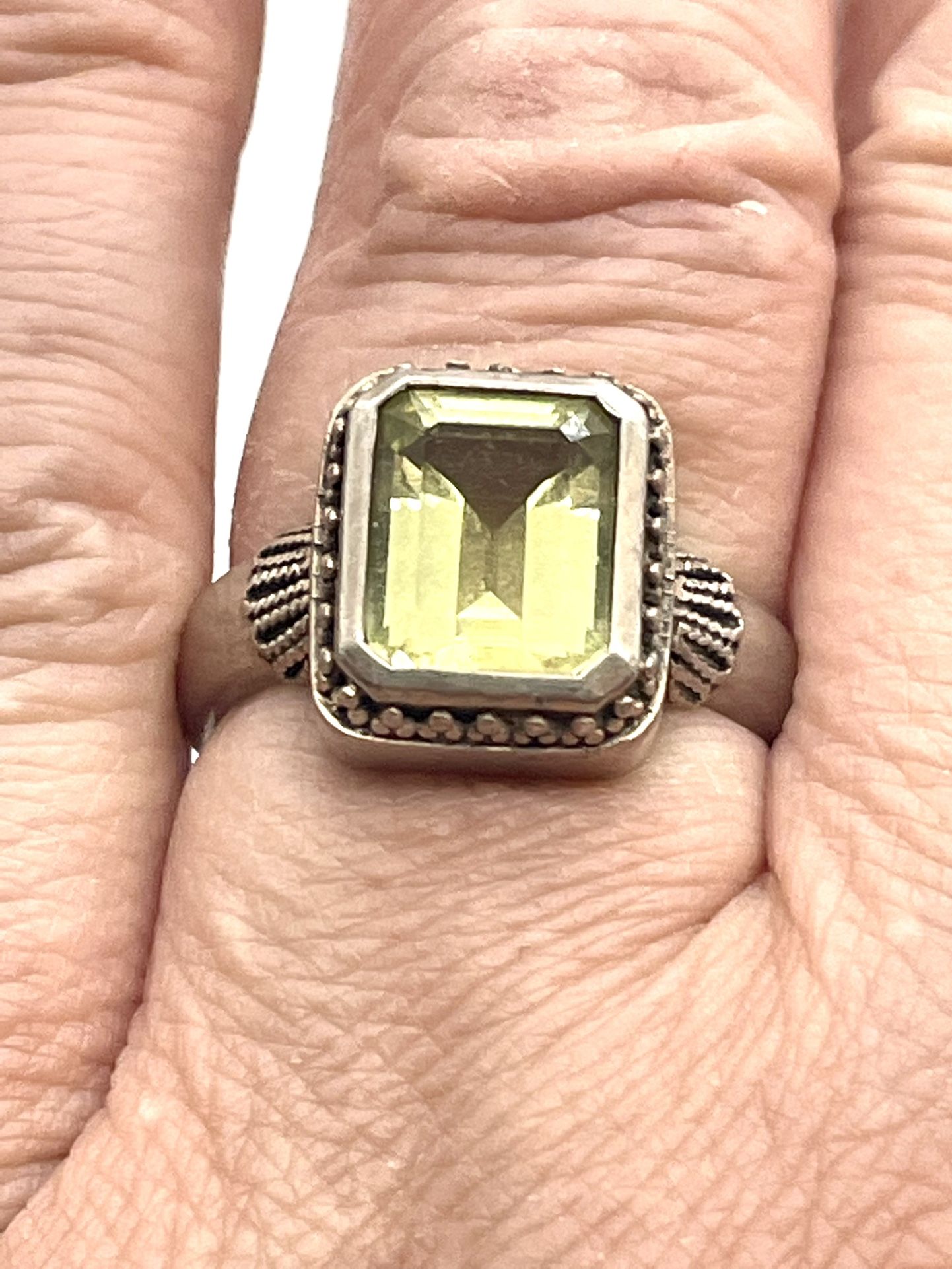 Sterling Citrine Ring Sz 7.75
