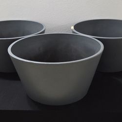 TRIO of 12" (Diameter) Gray Resin Planters ($20 EACH / $50 - TRIO) @ Lasting Creations