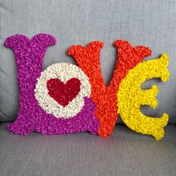 Vintage 70s Groovy Melted Plastic Popcorn LOVE  Sign Wall Decor Hippie Art 18” X 12” Indoor/outdoor