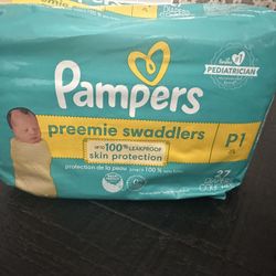 New Pampers Preemie Swaddler  Diapers 27 Count 