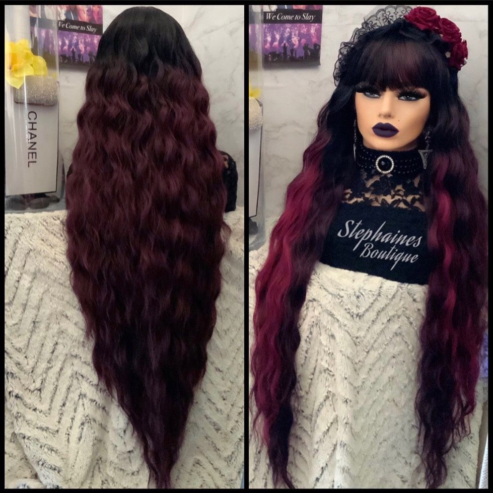 Human Hair Blended Natural Bang Wig