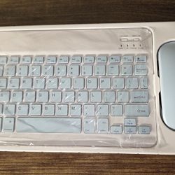 Bluetooth Keyboard and Mouse Combo for iPad - 9.72" Rechargeable Wireless Keyboard & Mouse, Type-C Charging, Perfect for On-The-Go Professionals(Blue)