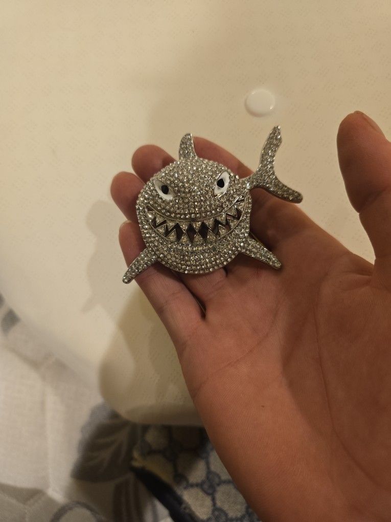 Silver And Diamond Shark Pendant