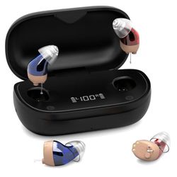 Hearing Aids for Seniors with Hearing loss, Rechargeable Hearing Aid Into Ear with Noise Cancellation, Digital Comfort Fit Hearing Devices with Superi