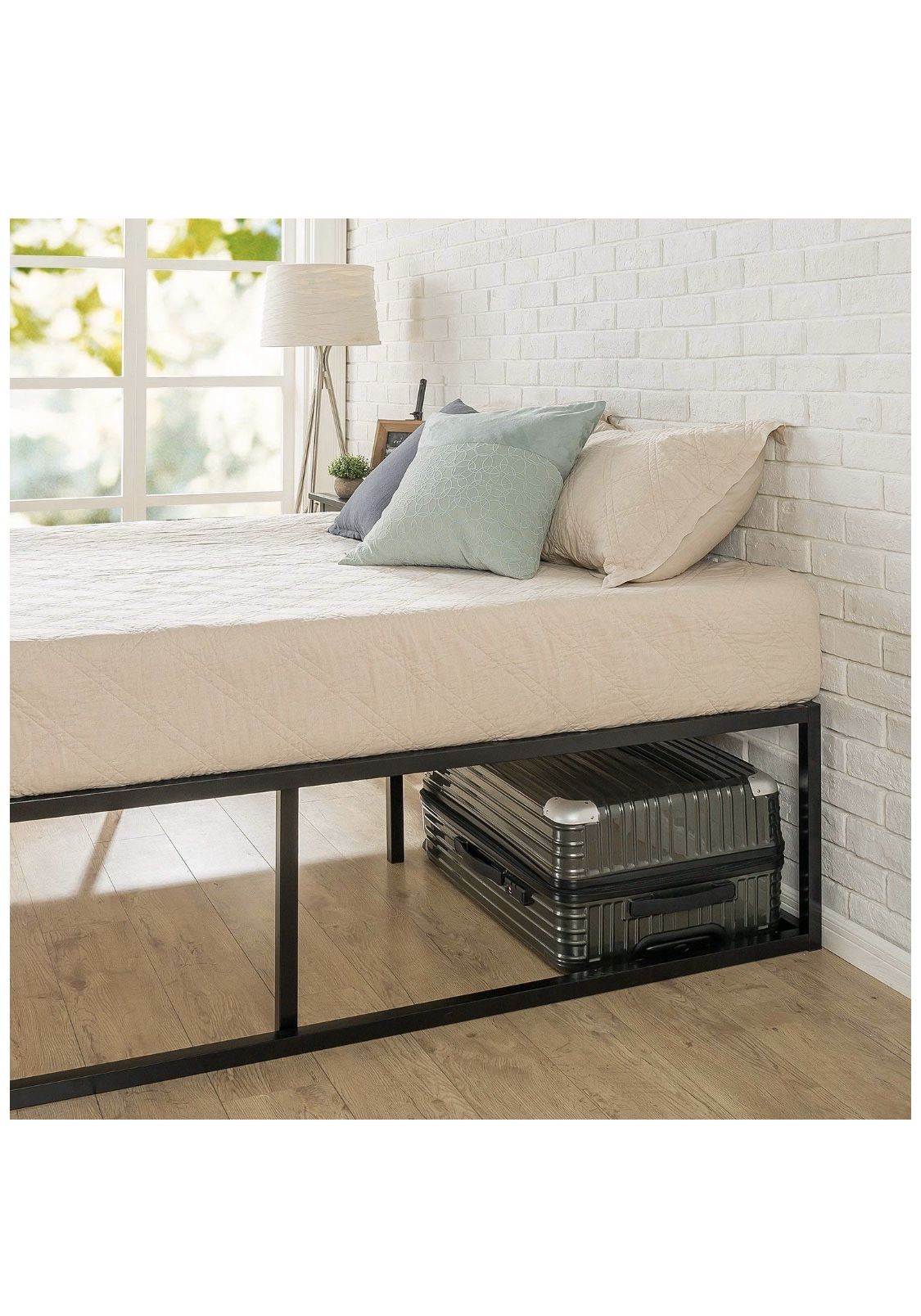 Queen bed frame, wooden/metal