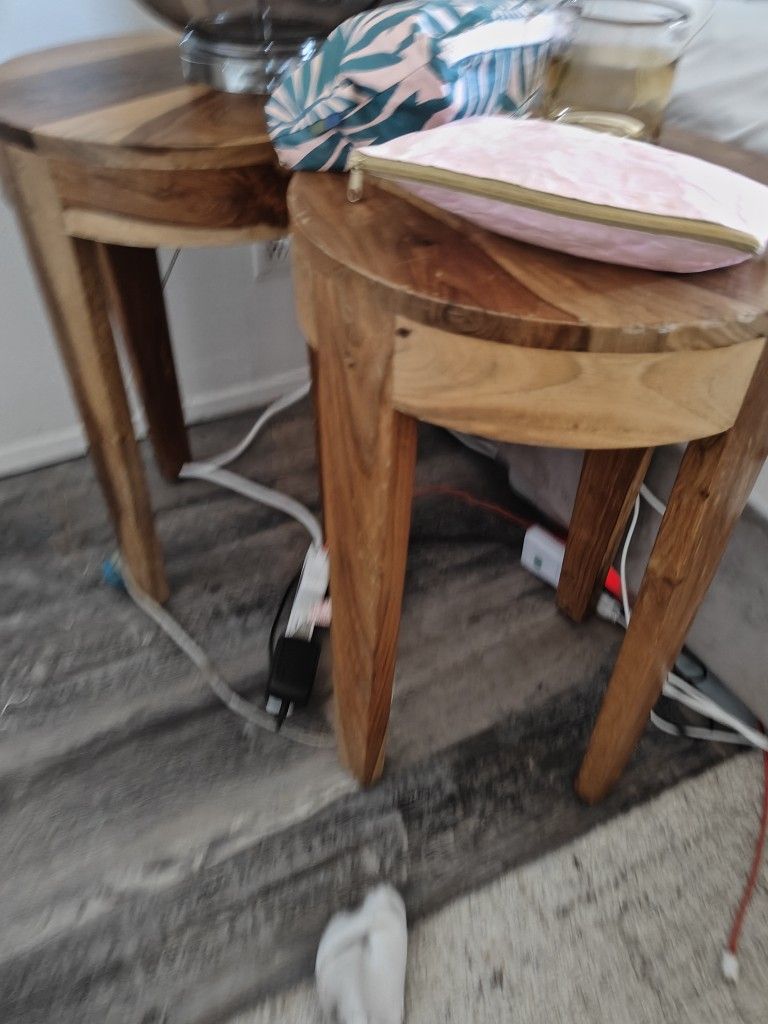 Two Solid Wood Side Tables And Tables, Look Great!