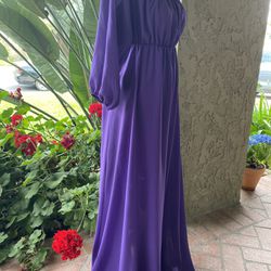 Long Purple Off Shoulder Dress 