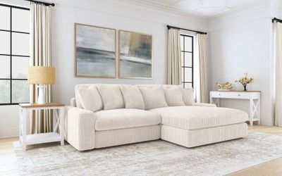 New sectional beige corduroy