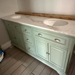 Bath Vanity 67 Marble Top Double Sink 