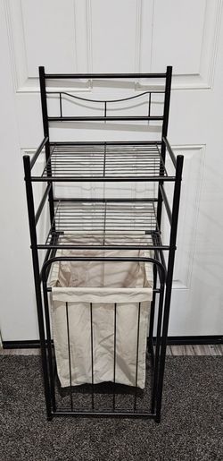 3 Tiers Laundry Hamper with Shelf Vertical Laundry Basket with Tilt Out and Removable Bag
