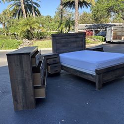 Beautiful Bedroom Set Queen Size Mdf Wood Brown Color Like New by Ashley Furniture