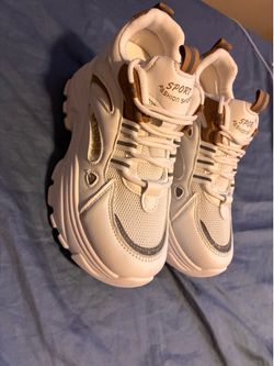Cream Chunky Sneakers - Sport Fashion Shoes - Women’s Size