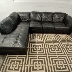 Black Ashley Faux Leather Chaise Sectional