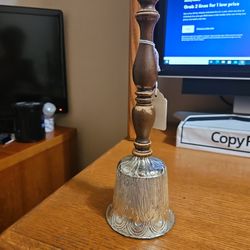 Vintage Brass School Bell Silver Color