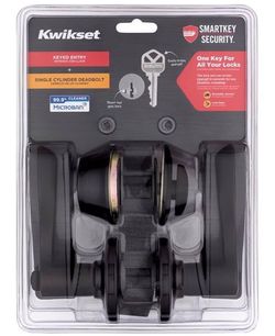 Kwikset SmartKey Security Venetian Bronze Lever and Single Cylinder Deadbolt KW1 2-3/4 in.
