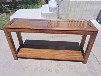 ✨🤩 STUNNING VINTAGE MID-CENTURY MODERN CANE & GLASS CONSOLE TABLE! 🤩✨