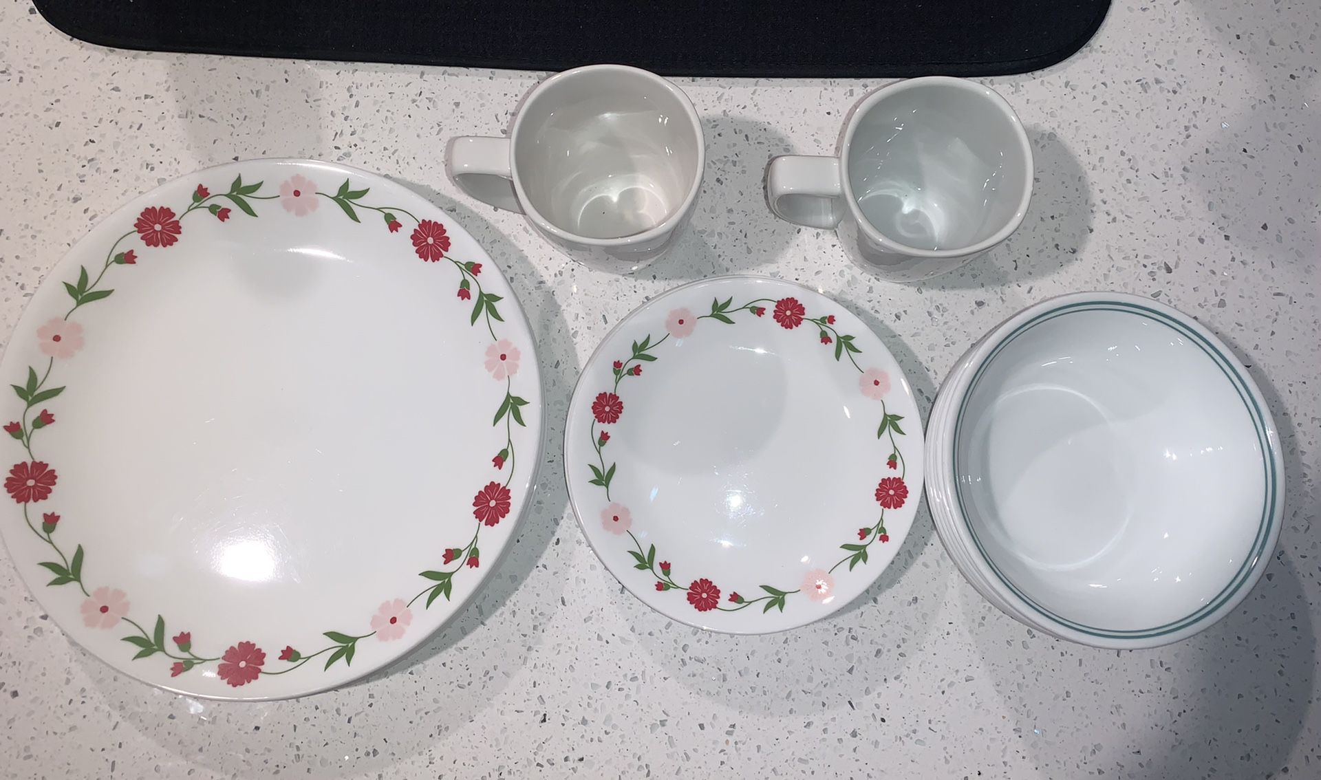 21 pieces of Corelle Spring Pink Dinnerware by Corning