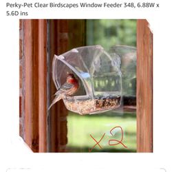 SET of 2 NIB BIRD WINDOW FEEDERS Clear 6.88W x 5.6D #348 NEW IN BOXES