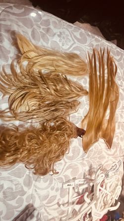 Assorted blonde hair pieces and extensions