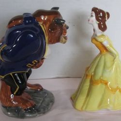 Vintage Disney 6-1/2" Princess Belle And Beast Ceramic Figure Collectibles