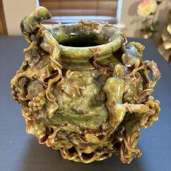 Antique - Soapstone  Vase- Hand Carved