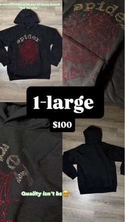 Spider Rhinestone Hoodie Black Large
