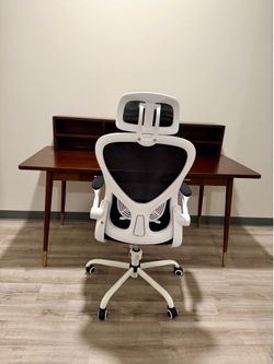 $190 Mid-Century Modern Solid Ash Wood Desk with Ergonomic Office Chair